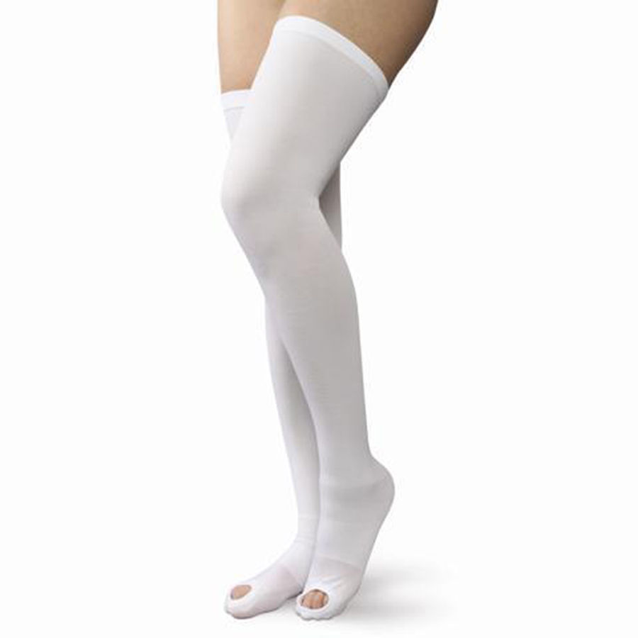 Women's Thigh High Compression Support Stockings with Open Toe